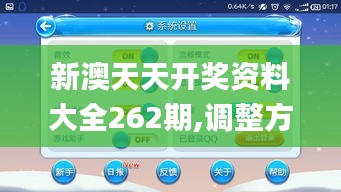 新澳天天开奖资料大全262期,调整方案执行细节_游戏版10.835-1